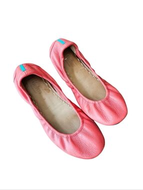 Tieks By Gavrieli Coral Pink Foldable Ballet Flats US Womens Size 8 Leather